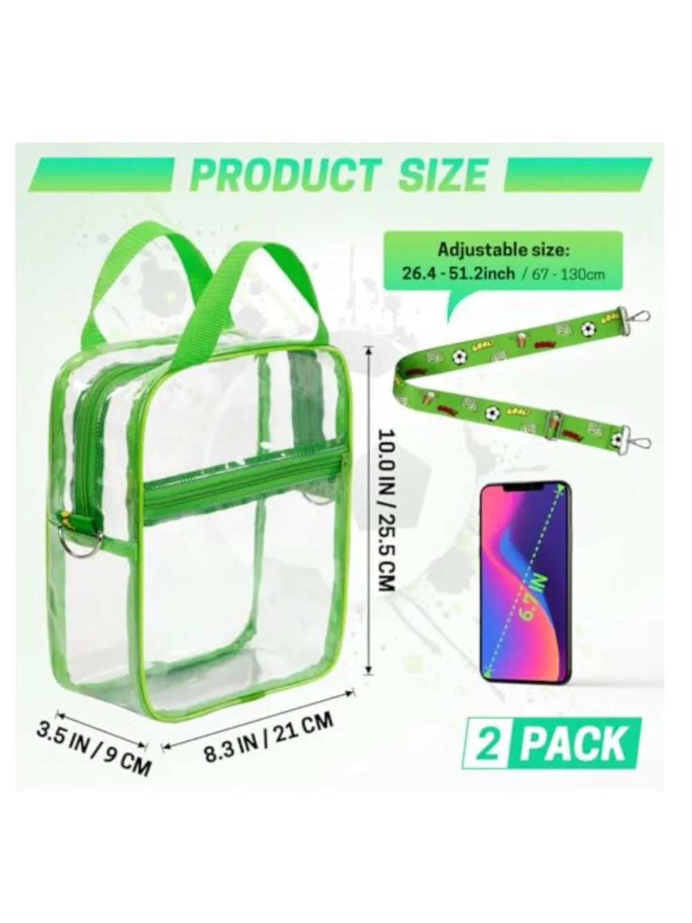 Clear Crossbody Bag Stadium Approved PVC Purse 3-in-1
